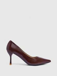 CUCCOO SZL Women's Brown Pointed Toe Classic French Retro Stiletto High Heel Pumps For Vibe And Spring Shoes Spring Break Easter Prom Heels For Christmas - Coffee mirror - View 2