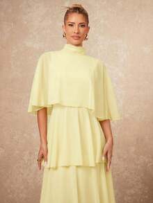 Lumalex VITNOS Falda larga de pastel sin mangas y de múltiples capas, elegante, nueva llegada de otoño/invierno - Amarillo claro - Ver 6