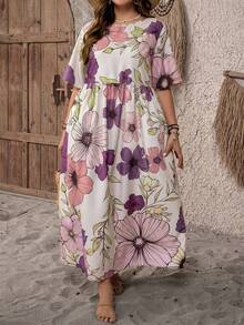 EMERY ROSE Đầm dài dáng đồng quê cổ điển cỡ lớn, cạp rách, hai túi, thích hợp cho mùa xuân/hè. - Nhiều màu - Xem 1
