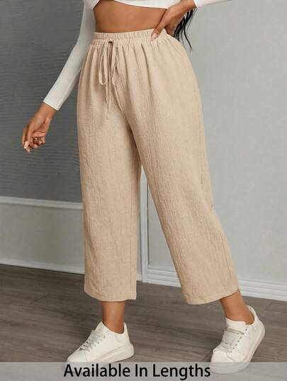 SHEIN PETITE CURVE Damen Große Größen Einfarbige Geknotete Lässig Hose