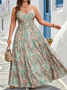 Breezaya Plus Size Solid Color Ruffle Hemline Backless Spaghetti Strap Sleeveless Dress For New Year Clothes, For Thanksgiving Maxi Women Outfit - Multicolor - View 7