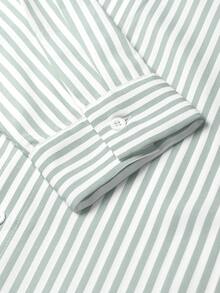 Manfinity Homme Men's Simple Blue And White Striped Woven Shirt - Green - View 5