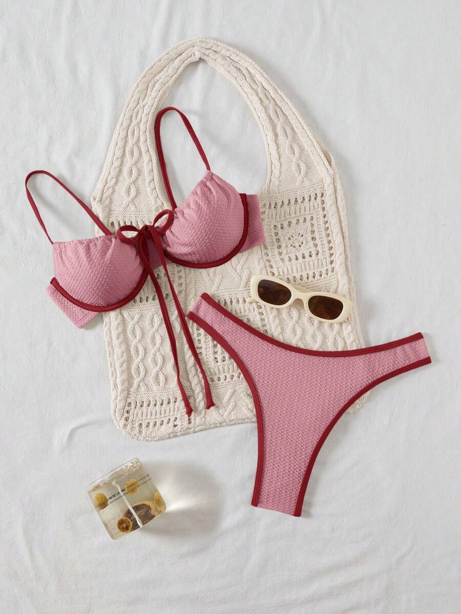 Bellisia Bộ bikini hai mảnh phối màu dành cho nữ mùa hè đi biển. - Nhiều màu - Xem 1