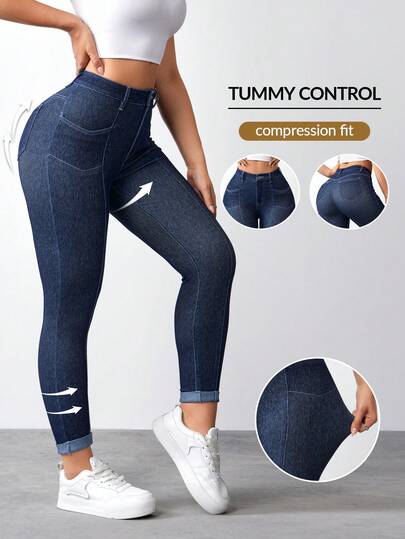 Flexra Jeans casuales y versátiles de cintura alta y silueta ajustada para mujer