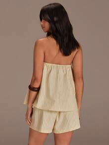 Athîral Bộ đồ 2 món dành cho nữ: Áo quây và quần short kẻ sọc. - Nhiều màu - Xem 2