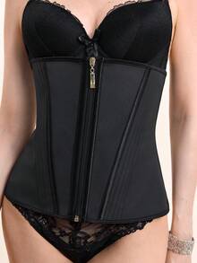 1pc Waist Trainer With Zipper, High Compression Shapewear, Women Waist Cincher - Black - View 3