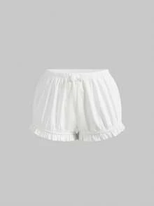 ROMWE Kawaii Women's Cute Sweet Doll Lantern Shorts, Casual Vacation Style, Summer - White - View 5
