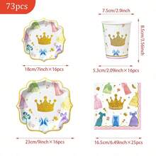 Set di stoviglie monouso per 16 persone, con gonne a forma di corona a quattro petali, piatti, tovaglioli, bicchieri di carta, adatto per compleanni, matrimoni, feste a tema, picnic in famiglia - Visualizzare 8