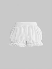 ROMWE Quần short nữ cạp rộng dáng suông kiểu Vacation Girl gợi cảm. - trắng - Xem 12