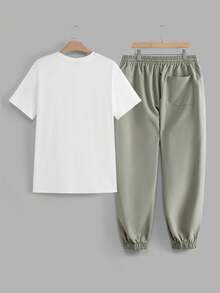 EASEVO Plus Size Men's Letter Print Short Sleeve T-Shirt And Shorts Casual Set - Multicolor - View 10