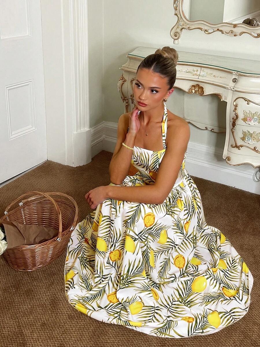 Glamine Charm 女士新款印花夏季度假沙滩派对连衣裙 水果印花连衣裙 夏季连衣裙 柠檬连衣裙 吊带连衣裙 花园连衣裙 柠檬连衣裙 女士水果图案连衣裙 棕榈印花连衣裙 女士夏季连衣裙 女士夏季套装 女士野餐套装 女士连衣裙 夏季早午餐 女士夏季套装 柠檬印花连衣裙 吊带连衣裙 热带印花连衣裙 长款夏季连衣裙 - 黃色 - 查看 1