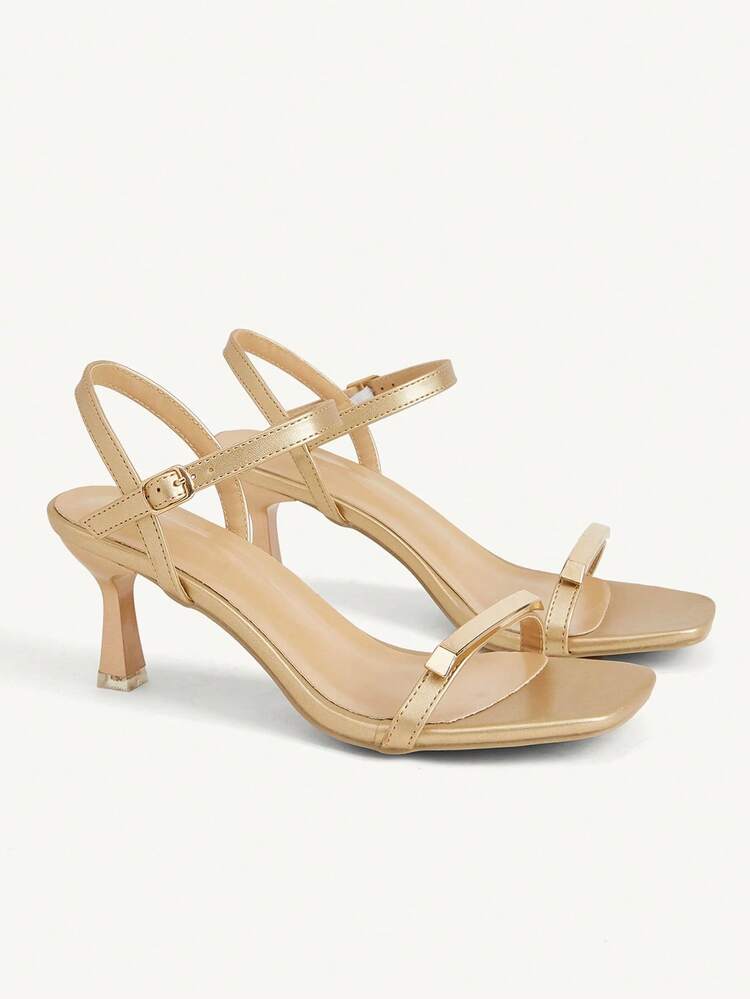 CUCCOO CHICEST Women's Shoes Summer New Gold Square Open-Toed Kitten Heel High Heels Commuter Style High Heels Sandals