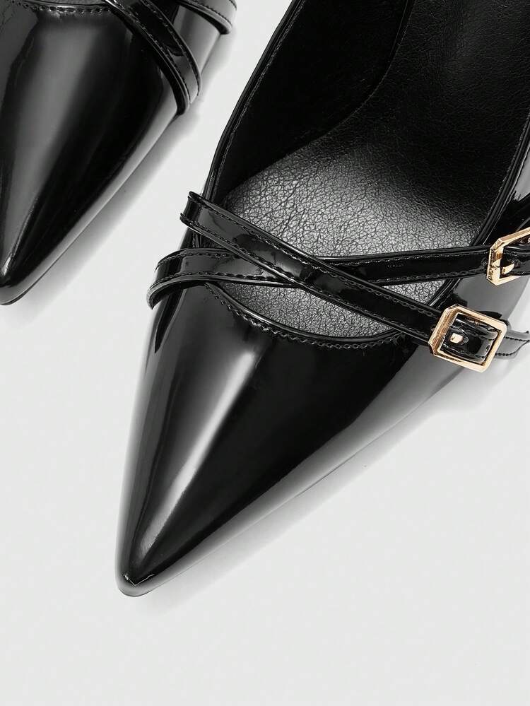 CUCCOO BIZCHIC Women Shoes Women's High Heel Shoes Pointed Toe Round Mouth Black Cross Strap Sexy Skinny Heel Four Seasons Outdoor Commuter Fashion Party Shoes After Banquet Lifting Slingback Shoes Women's Shoes