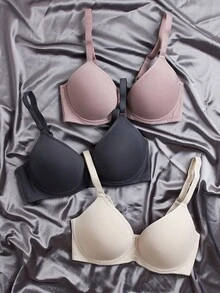 EmpressEnvy 3pack Push Up Full Cup Microfiber Soft Cup Bra Set - Multicolor - View 3