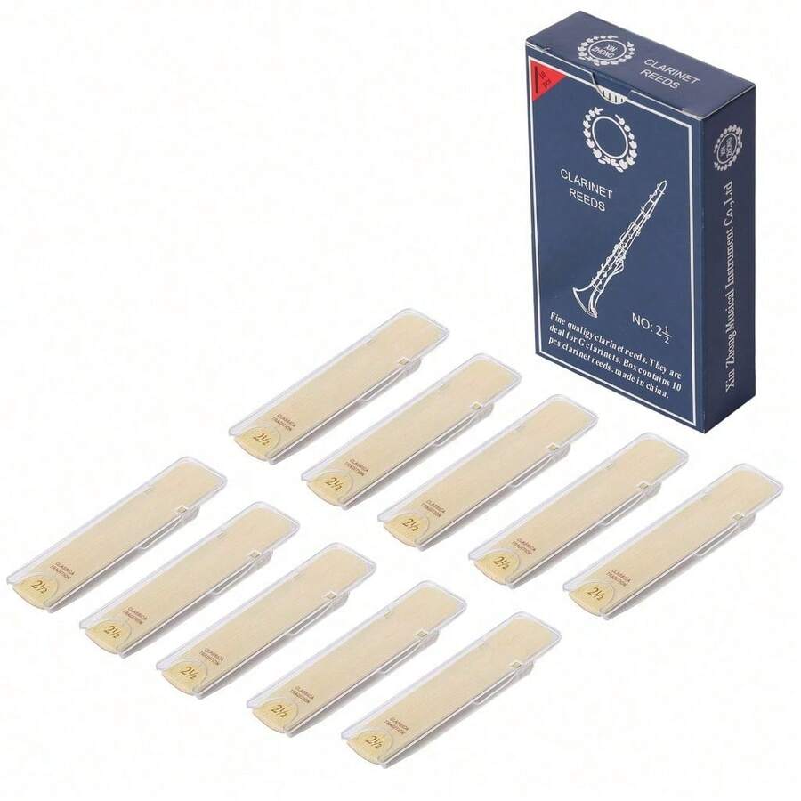 10-Piece Set Of Bb Clarinet Reeds, Size 2.5, Traditional Reeds, Thin Reed Tip, Unsharpened Cut - Bb Clarinet Reeds, Traditional Reeds, Clarinet Reeds - Multicolor - View 1