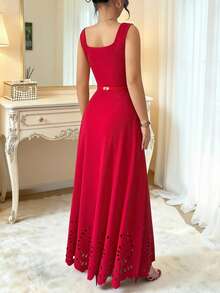 Elenzga Đầm đỏ ôm sát eo, khoét eo, họa tiết hoa lãng mạn, thích hợp cho tiệc tối mùa hè, gợi cảm, thanh lịch, thích hợp mặc hàng ngày, dự tiệc bể bơi, lễ hội mùa hè, trang phục đi biển thường ngày, đầm đỏ dự tiệc sang trọng. - Đỏ - Xem 3