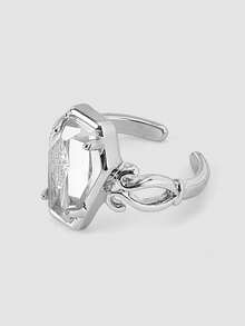 MortiRose Anillo grande de diamante estilo gótico, gótico/gótico/punk/grunge/gótico oscuro, ropa de calle, verano/festival/baile de graduación/fiesta, vintage - Plateado - Ver 6