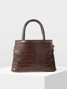 MOTF PREMIUM FASHION ALLIGATOR PATTERN HANDBAG - Coffee crocodile pattern - View 4