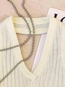 Qadelle Elegant Sleeveless Knit Top, New Arrival Spring/Summer For Women - Apricot - View 3