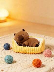 POKOJA LAND 2pcs Cute Capybaras In Sleeping Posture, Including Capybaras And Beds. They Are Very Suitable As Lovely Dolls To Give To Girls As New Year Or Birthday Gifts, And Also Make Perfect Christmas Gifts And Home Decorations. - 彩色 - 查看 4