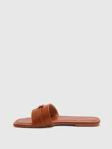 CUCCOO BIZCHIC Chaussures femme Sandales plates classiques minimalistes mode femme Vacances Décontracté Élégant Confortable Sandales plates - Tabac - Voir 4