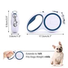 Segarty Extendable Leash, 16ft Heavy Duty Walking Dog Retractable Leash For Medium Small Dogs Up To 44lb, Anti-Slip Handle 360°Tangle-Free Nylon Tape, One-Handed One Button Lock (Blue White) - Blue - View 4