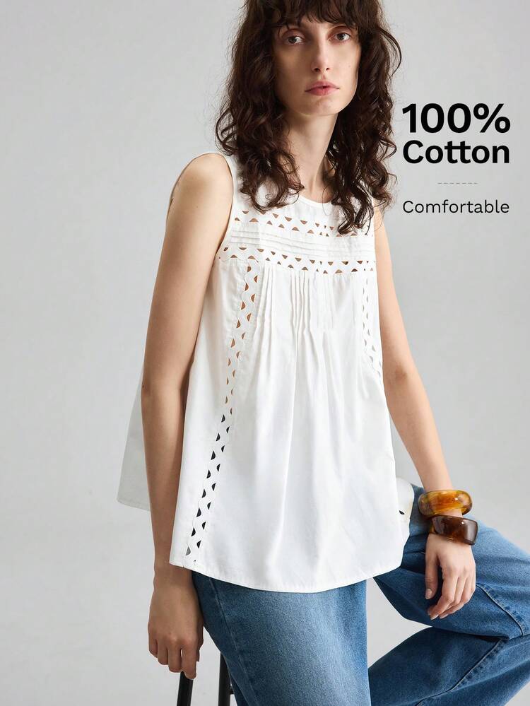 Women's Summer Casual Sleeveless Top With Woven Trim All-Season Bohemian Style Vacation Outfits Seaside Women's Clothing, Country Music Concert Style, Western Style Clothing, Nomadic Casual Fashion Boho White Top Ersatile Modern Urban Fashion Business Casual Women's Wear Office Attire Understated Old-Money Style Good Material High-End, Elegant, Old-Fashioned Cruise Attire For Wedding Guests