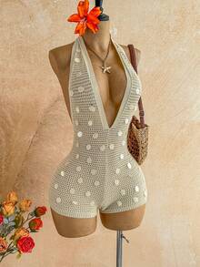 Soleia Women's Solid Color Sequin Halter Backless Casual Jumpsuit For Vacation - Multicolor - View 7