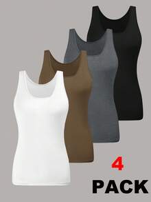 SHEIN Comfortcana 大码女式纯色圆领休闲百搭日常上衣 - 彩色 - 查看 1