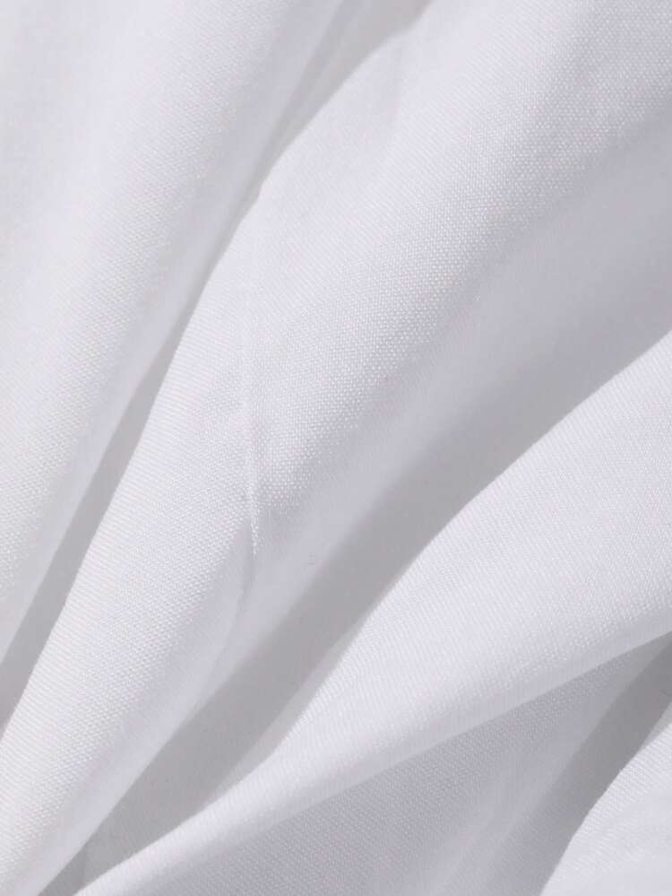 Women's White Petal Sleeve V-Neck Blouse