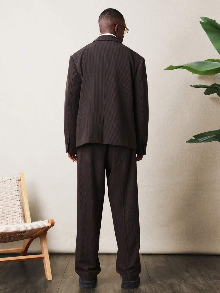 Ensemble costume rayé croisé pour hommes, classique, formel, professionnel pour le mariage. Blazer et pantalon habillé sur mesure, tenue de bureau en deux pièces