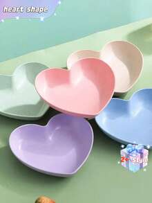 5个心形塑料零食盘，适合盛放糖果、水果，居家及派对皆宜 - 藍色 - 查看 4