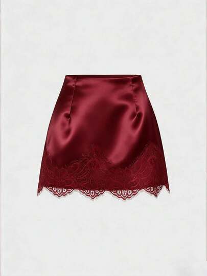 Sweetra Chân váy satin màu nâu họa tiết hoa phối hợp, phong cách retro Pháp thanh lịch, kiểu dáng thường ngày, hợp thời trang đầu xuân.