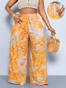 SOLERSUN Quần ống rộng dáng suông, có dây rút, in họa tiết nhuộm tie-dye dành cho nữ cỡ lớn. Thiết kế ống rộng mang đến nhiều phong cách khác nhau, toát lên vẻ ngoài thời trang và đa năng. Phù hợp cho phong cách đường phố, đi làm hàng ngày, các buổi hòa nhạc, Halloween, phong cách mới năm 2026, những buổi hẹn hò lãng mạn và trang phục thường ngày. Hoàn hảo cho mùa xuân, mùa hè và tất cả các mùa, kể cả kỳ nghỉ biển. - Màu vàng - Xem 3