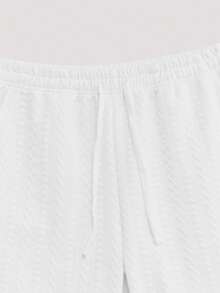 Open Phase Men's Casual Jacquard Tennis Shorts , Retro American, Unisex, Relaxed Fit Summer Outfits – Suitable For Everyday Wear And Summer Holiday Outfits. - White - View 4