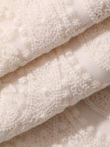FRIFUL Pantalones rectos de mujer de tela de encaje transparente de color beige sólido, pantalones casuales sueltos y versátiles - Albaricoque - Ver 7