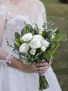 30/60 包 4 种混合人造桉树叶和树枝，包括人造银色桉树叶，模拟绿色植物喷雾，适用于婚礼花束、中心装饰和插花。 - 綠色 - 查看 5