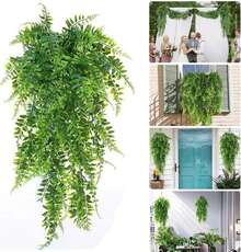 塑料植物，仿真吊兰蕨类植物，小型户外仿真植物 - 綠色 - 查看 3