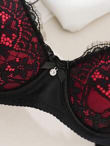 Bralution 1 Peça Sutiã de Lingerie Simples e Sem Arame com Renda Sexy para Levantar e Realçar Mulheres com Busto Pequeno - Multicolorido - Visão 4