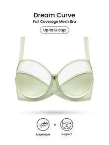 LUVLETTE Sujetador minimalista para mujer con cobertura total, sin forro, con soporte lateral, de malla verde transparente y cómodo - Mostaza Amarilla - Ver 8