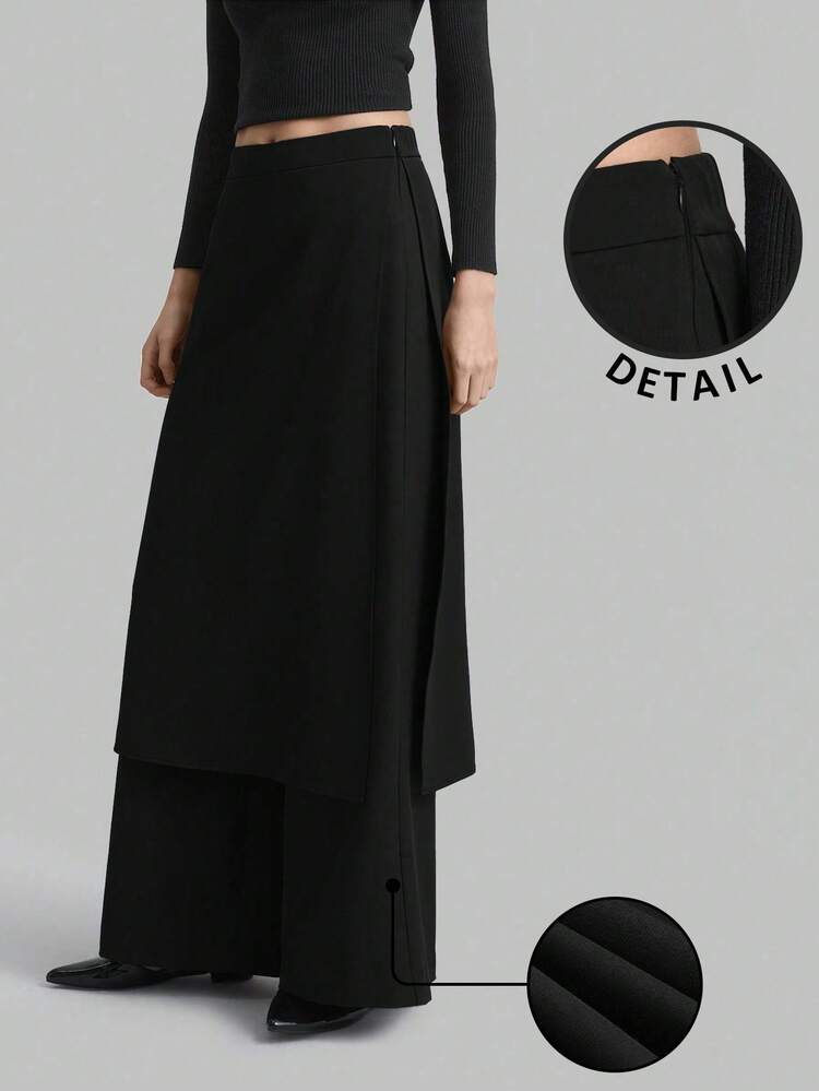 2026SS Stockholm Style, Women's Teacher Outfit, Women's Fashion, 2025 High-Waisted Side Zipper Deconstructed , Black Casual Trousers, Daily Wear, Women's Teacher Attire Business Casual
