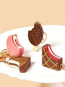 POKOJA LAND 1PC Realistic Mini Chocolate Keychain Korean Style Crispy Chocolate Bar Ice Cream Charm Bag Charm Cute Food Themed Accessories For Girls Gift - 彩色 - 查看 4
