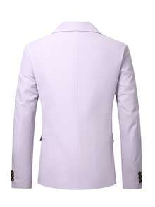 Manfinity Mode Men's Matte Purple Double-Breasted Wedding Suit Blazer Purple, Formal - Mauve Purple - View 2