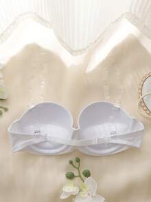 Sujetador de estilo simple para mujer de unicolor con aros y tirantes - Blanco - Ver 2