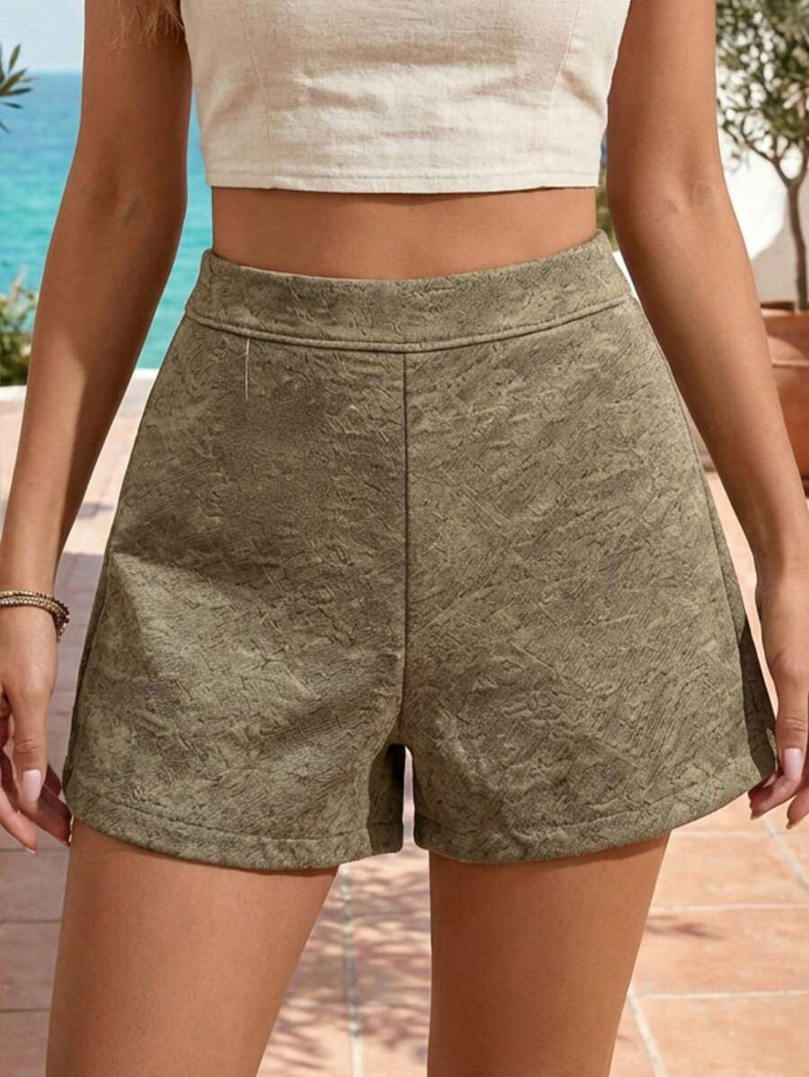 Short básico de talle alto para mujer - Marrón Mocha - Ver 1