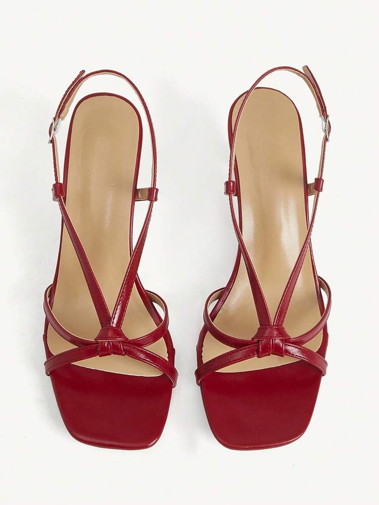 CUCCOO CHICEST Brown Strap Stiletto Square Toe Cross Strap Strap Banquet Ladies High Heel Sandals Wedding Shoes Spring Shoes Bride Shoes