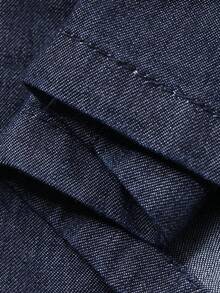 DAZY Bộ đồ denim nữ không tay, cài cúc phía trước và chân váy dài, kiểu dáng thường ngày. - Rửa tối - Xem 7
