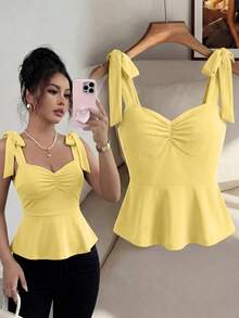 Camiseta de mujer elegante y romántica - Amarillo claro - Ver 5