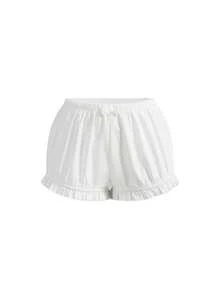 ROMWE Kawaii Women's Cute Sweet Doll Lantern Shorts, Casual Vacation Style, Summer - White - View 6