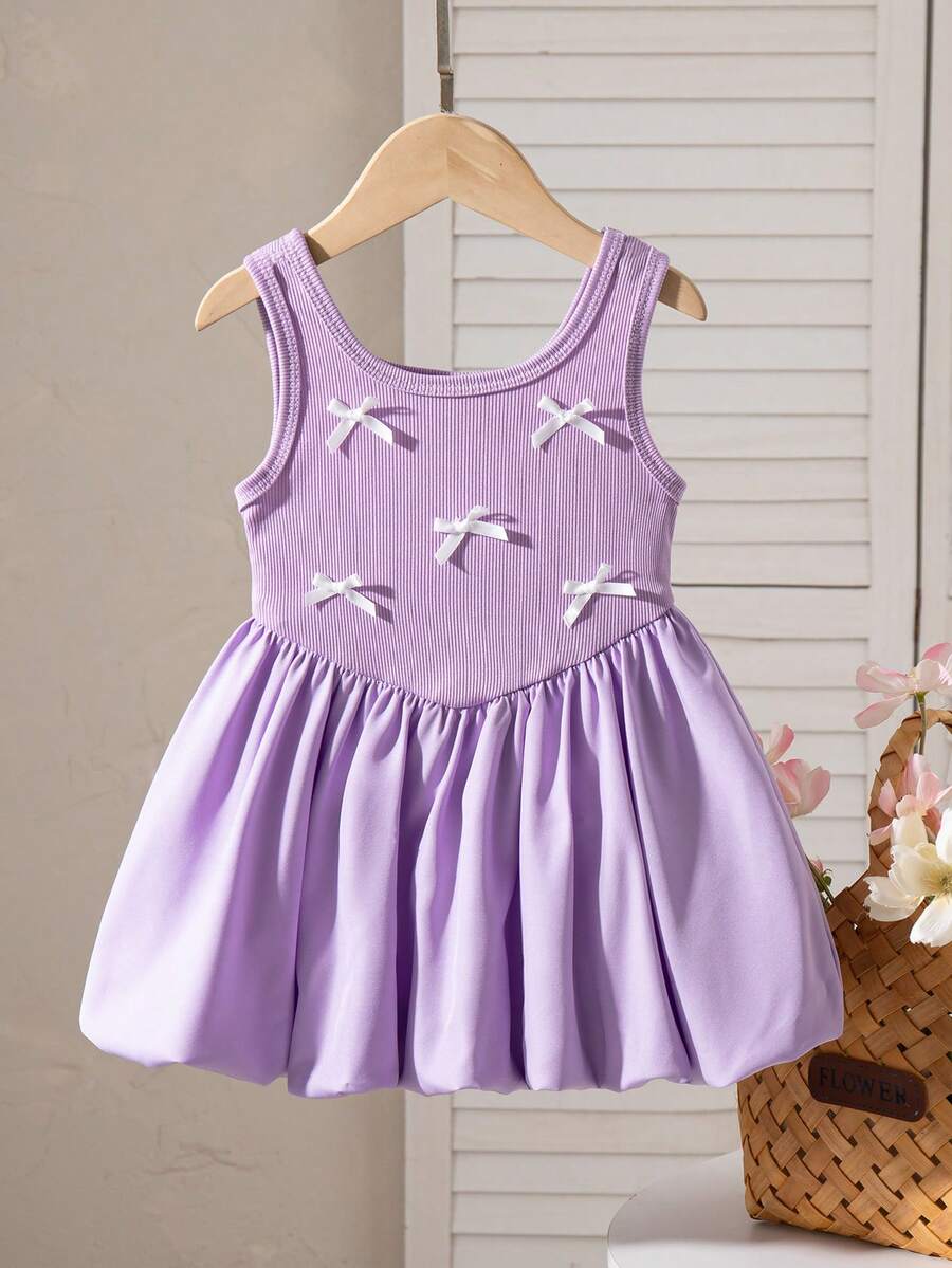 SHEIN Playful Pals Baby Girl Summer Waist Cinched Butterfly Decor Vintage Petal Sleeve Princess Dress Purple Dress Bowknot Dress Toddler Dresses Baby Dresses Girls Dresses